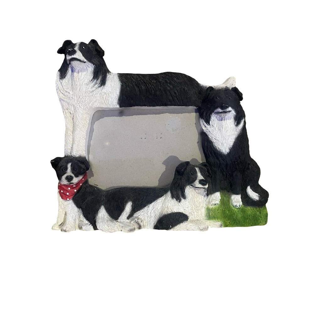 K9 2004 Border Collie Dog Photo Frame 4x6 Resin 3D Sculptural Puppy Bandana 9x8 - Picture 3 of 6